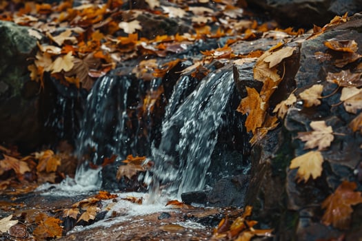 autumn waterfall in the woods background photo