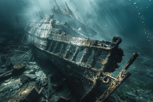 An Underwater View of a Ship That Is Underwater Background photo
