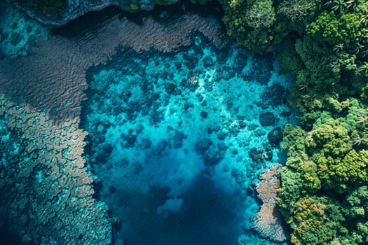 Aerial View of a Tropical Forest and Coral Reef in the Philippines Background photo