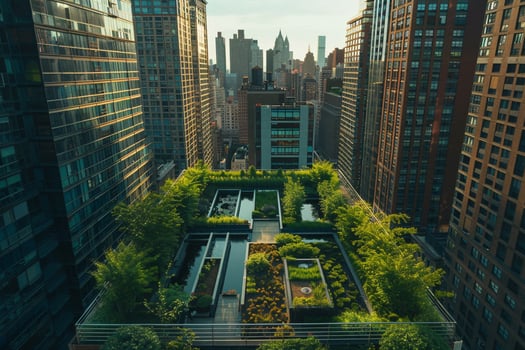 A Rooftop Garden in New York City Background photo