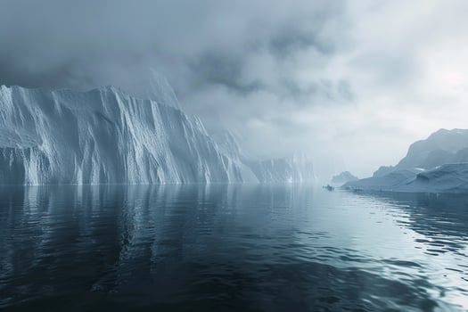 icebergs in the ocean, 3D rendering background photo