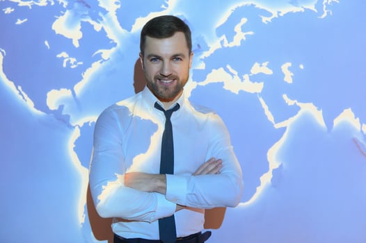 work desk of businessman, globalization business concept photo