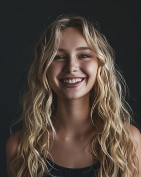 Smiling Woman With Long Blonde Hair photo