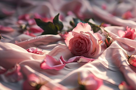 Close-Up of Pink Flower on Cloth photo