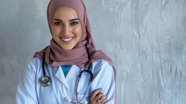 Portrait of arabiyan female doctor is smiling photo