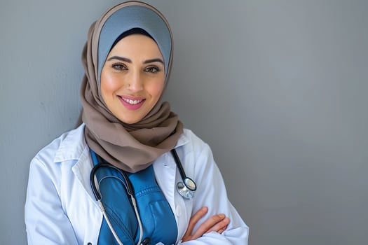 Portrait of arabiyan female doctor is smiling photo