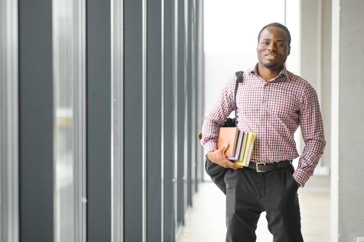 Portrait of african boy at college campus photo