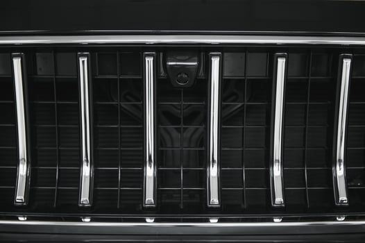 elements of the design of a modern car in a car showroom photo