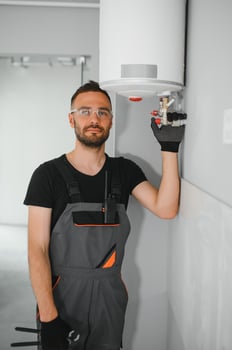 Repair of a gas boiler photo