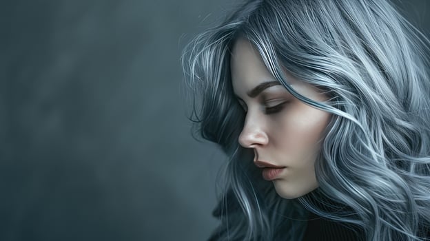 Portrait of Woman With Grey Hair and Black Shirt photo