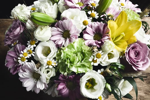 Bouquet garden flowers close-up photo