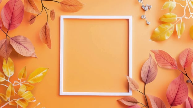 Autumn Leaves on Yellow Background photo