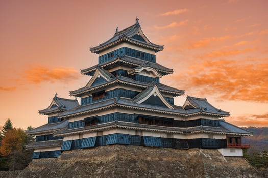 Matsumoto Castle or Crow Castle in Autumn, is one of Japanese premier historic castles in easthern Honshu. Landmark and popular for tourists attraction in Matsumoto city, Nagano Prefecture, Japan photo