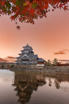 Matsumoto Castle or Crow Castle in Autumn, is one of Japanese premier historic castles in easthern Honshu. Landmark and popular for tourists attraction in Matsumoto city, Nagano Prefecture, Japan photo