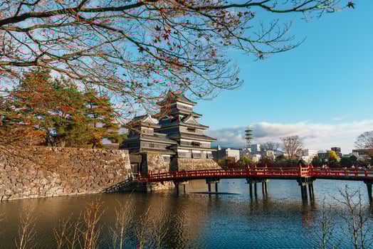 Matsumoto Castle or Crow Castle in Autumn, is one of Japanese premier historic castles in easthern Honshu. Landmark and popular for tourists attraction in Matsumoto city, Nagano Prefecture, Japan photo