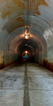 city tunnel, passageway to park area. abandoned area. vertical photo, background photo