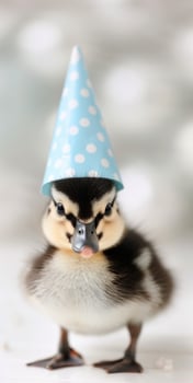 Duckling Wearing Party Hat photo