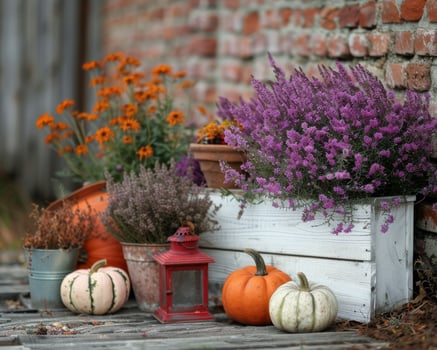 Fall Floral Arrangement With Pumpkins photo