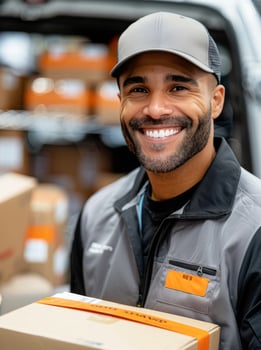 Delivery Driver Smiling With Packages photo