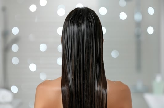 Woman With Wet Hair In Bathroom photo