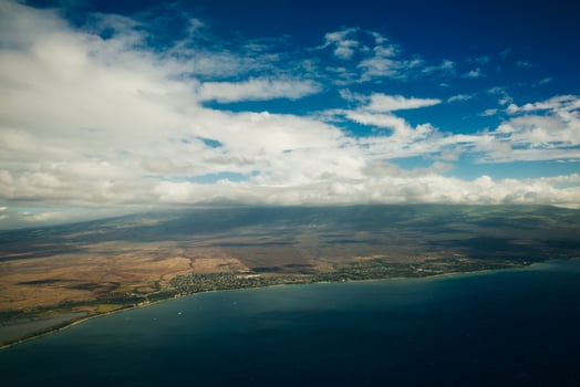 aerial view from plane of maui, hawaii photo