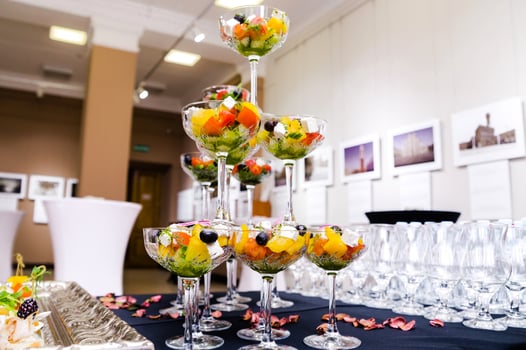 Pyramid of Glass Cups with Salad Display photo