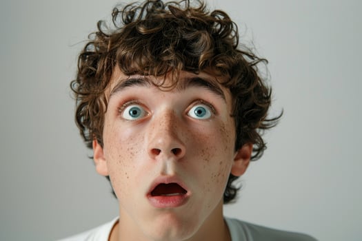 Shocked Young Male with Curly Hair photo