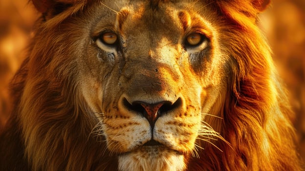 African male lion headshot looking into camera photo