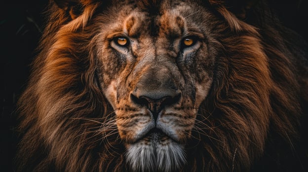 African male lion headshot looking into camera photo