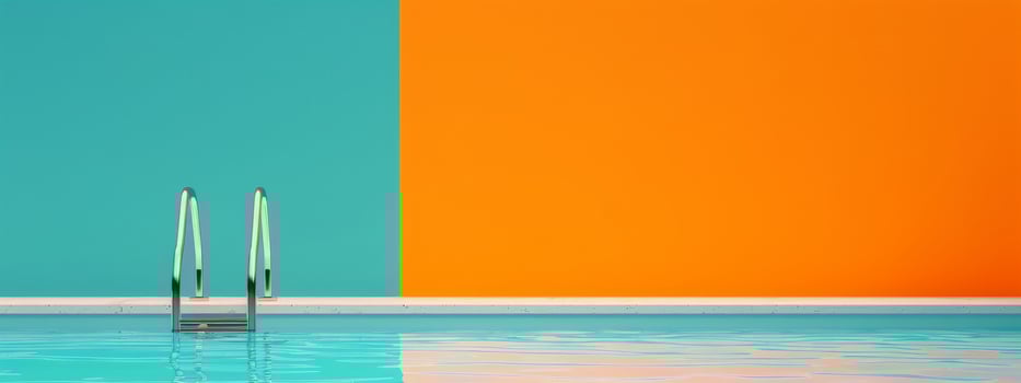 Pool Ladder Against Orange Wall photo