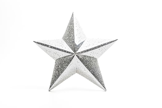 Silver Glitter Star on White Background photo