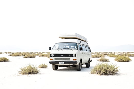 White Van in a Desert Landscape photo