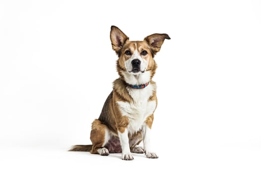 Cute dog sitting on a white background photo