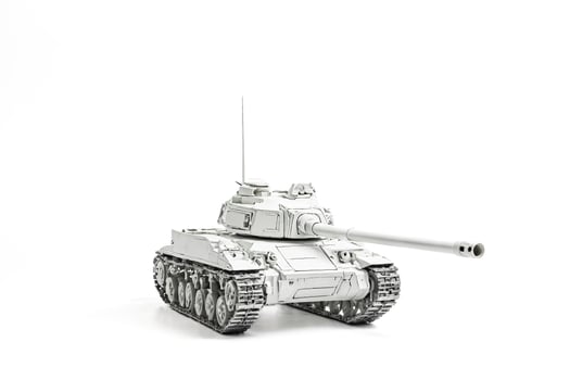 White Military Tank on White Background photo