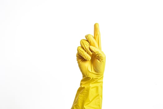 Yellow Rubber Glove Pointing Up photo