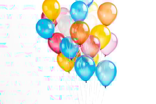 Colorful Balloons Floating on White Background photo