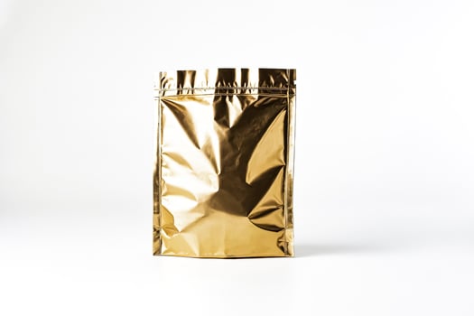 Gold Foil Stand Up Pouch Mockup photo