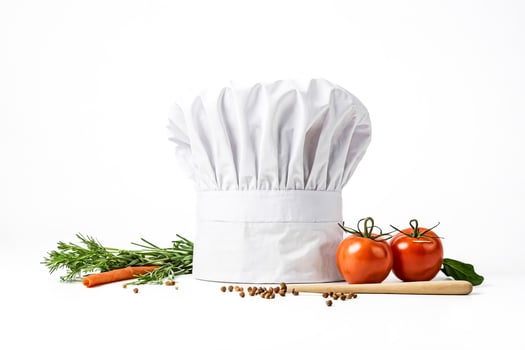 Chef's Hat with Fresh Vegetables and Spices photo