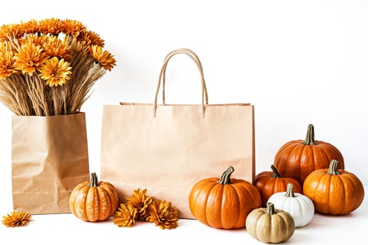 Autumn Sale with Pumpkins and Flowers photo