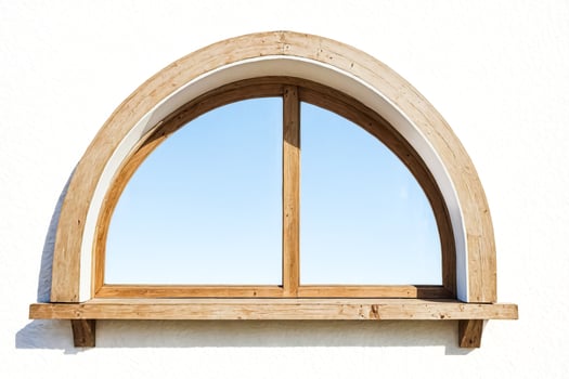 Arched Window with Wooden Frame photo