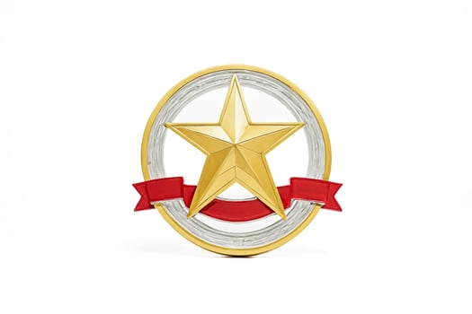 Gold Star Award with Red Ribbon photo