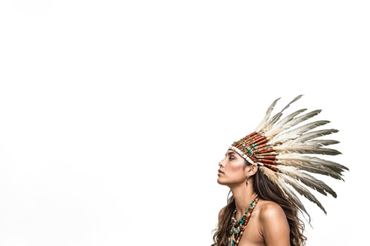 Native American Woman in Traditional Headdress photo