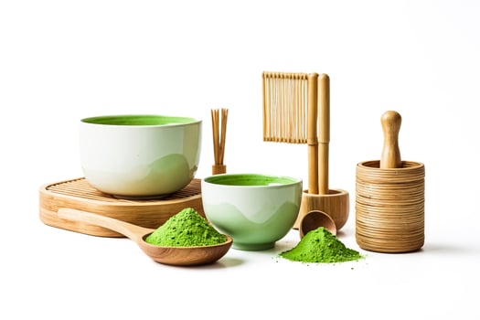Matcha Tea Ceremony Set with Powder and Bowls photo