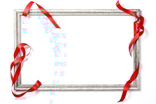 Rustic Frame with Red Ribbon photo
