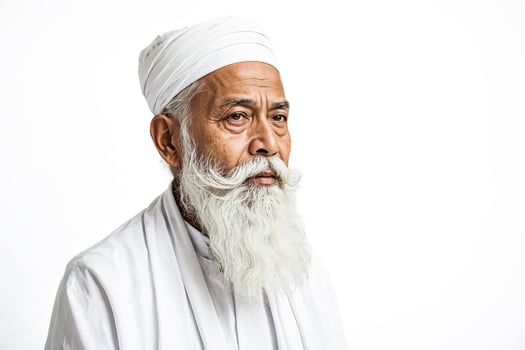 Portrait of an Elderly Muslim Man with a Long White Beard photo