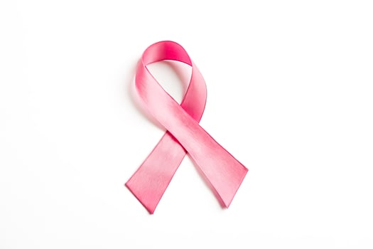 Pink Ribbon on White Background photo