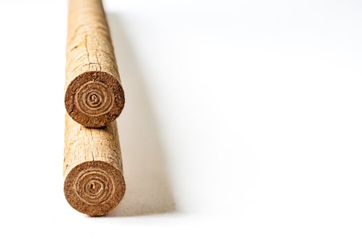 Close-up of Two Wooden Dowels on White Background photo