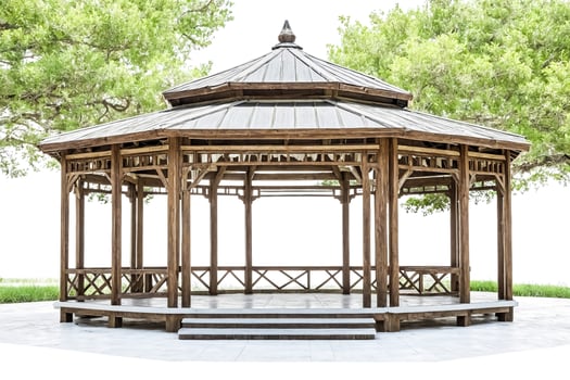 Wooden Gazebo with White Background photo