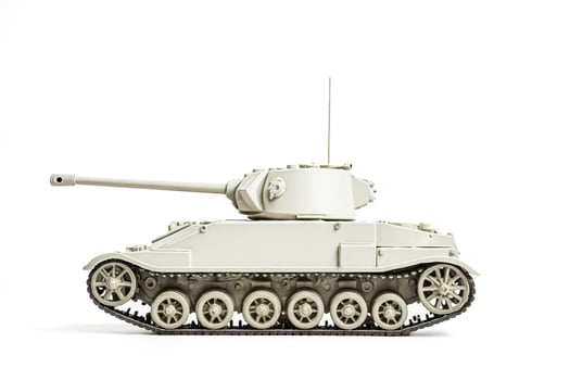 Vintage Military Tank Model Isolated on White photo