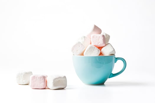 Marshmallows in a Blue Mug photo